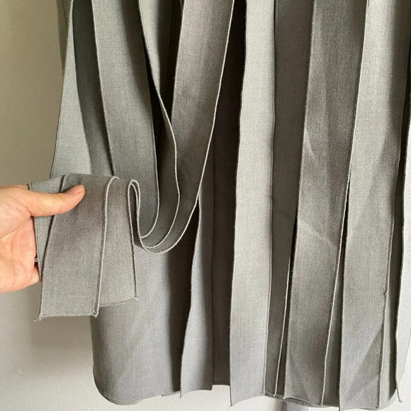 CALVIN Klein Gray Pleated Sleeveless Belted Fit & Flare Dress Size 12 - Picture 7 of 15